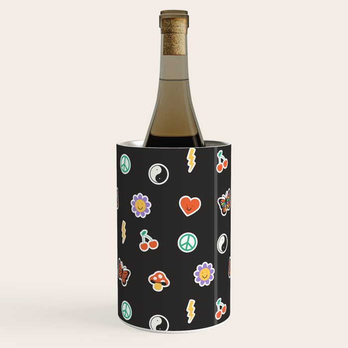 Retro cartoon sticker doodle pattern Wine Chiller Gallery Image 1