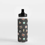 Retro cartoon sticker doodle pattern Water Bottle Gallery Image 2