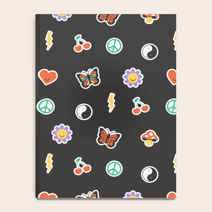 Retro cartoon sticker doodle pattern Notebook Gallery Image 4