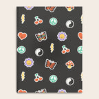 Retro cartoon sticker doodle pattern Notebook Gallery Image 4