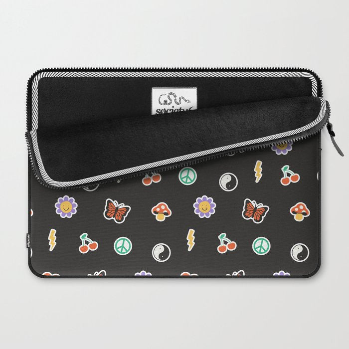 Retro cartoon sticker doodle pattern Laptop Sleeve Gallery Image 2