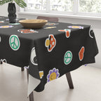 Retro cartoon sticker doodle pattern Tablecloth Gallery Image 3