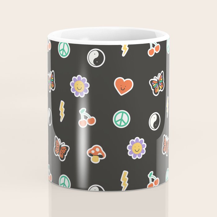 Retro cartoon sticker doodle pattern Coffee Mug Gallery Image 4