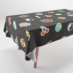 Retro cartoon sticker doodle pattern Tablecloth Gallery Image 1