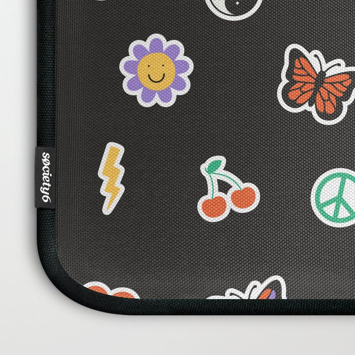 Retro cartoon sticker doodle pattern Laptop Sleeve Gallery Image 3