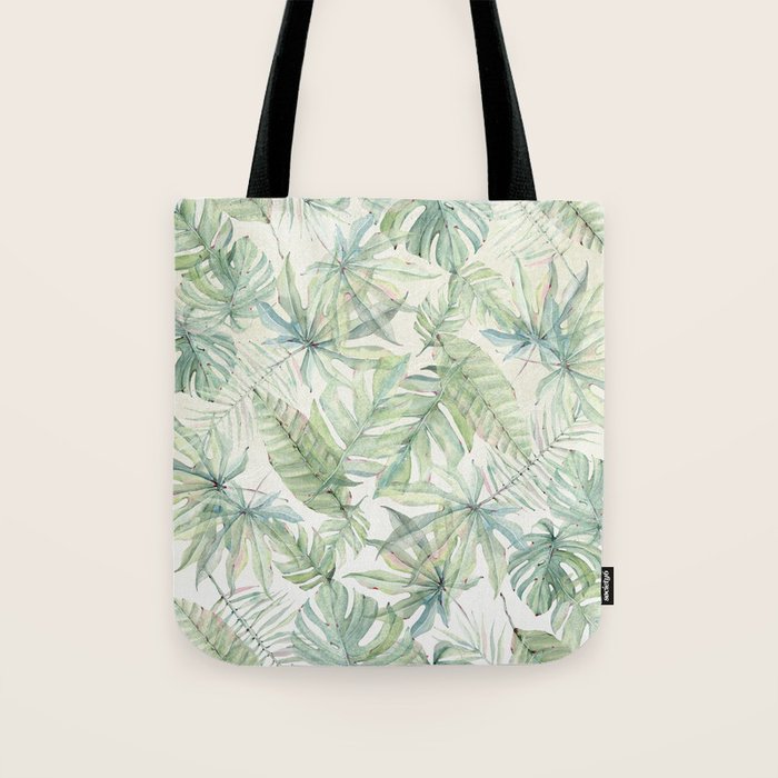 Green Tropical Leaves Tote Bag Gallery Image 1