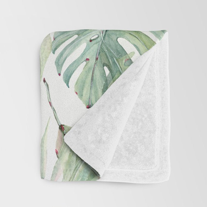 Green Tropical Leaves Throw Blanket Gallery Image 3