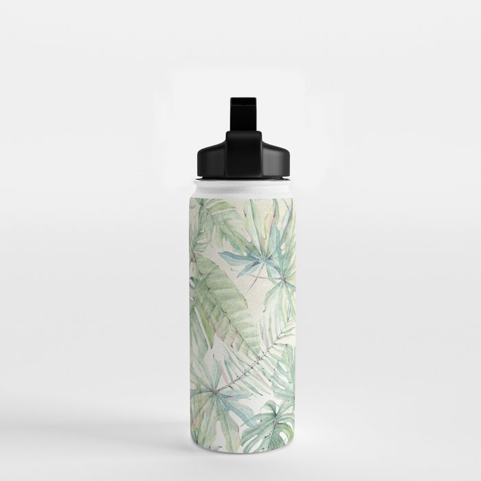 Green Tropical Leaves Water Bottle Gallery Image 2