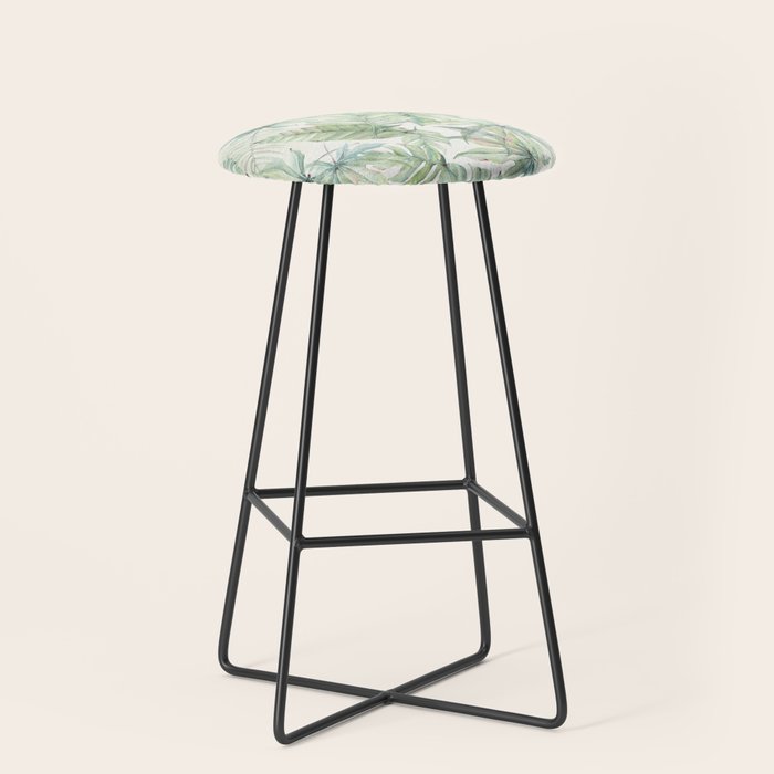Green Tropical Leaves Stool Gallery Image 1