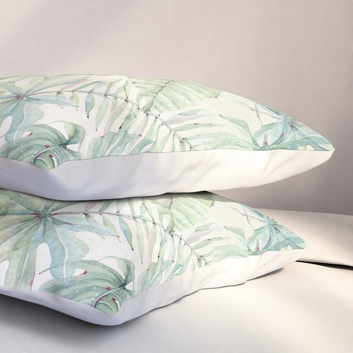 Green Tropical Leaves Pillow Sham Gallery Image 3