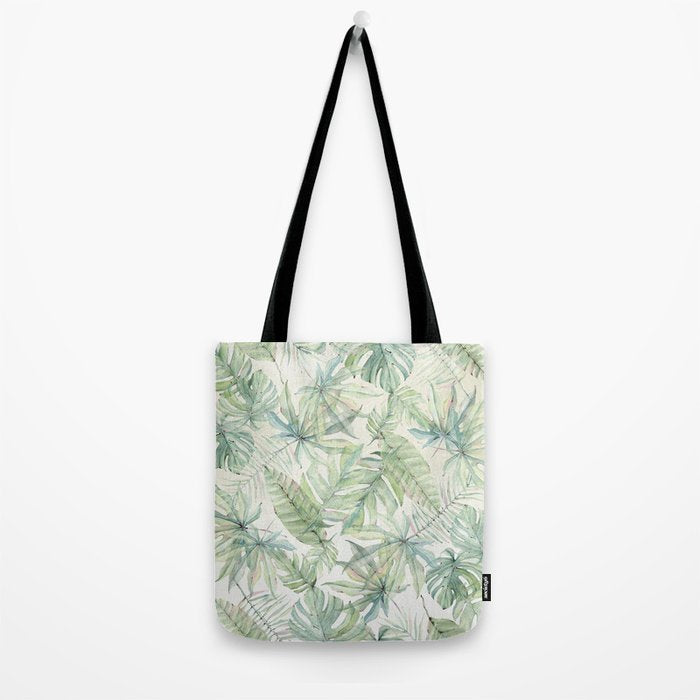 Green Tropical Leaves Tote Bag Gallery Image 2