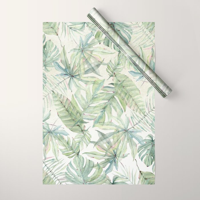 Green Tropical Leaves Wrapping Paper Gallery Image 1