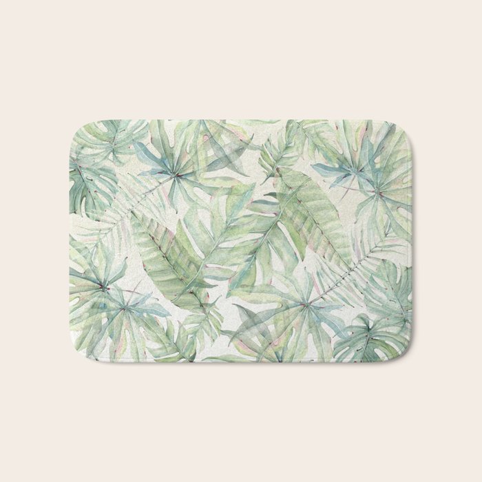 Green Tropical Leaves Bath Mat Gallery Image 1