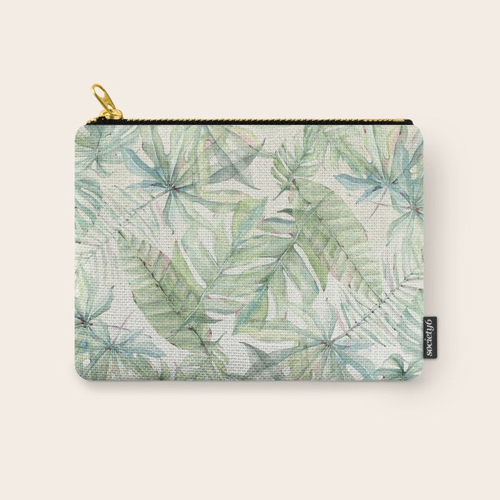 Green Tropical Leaves Carry All Pouch Gallery Image 1