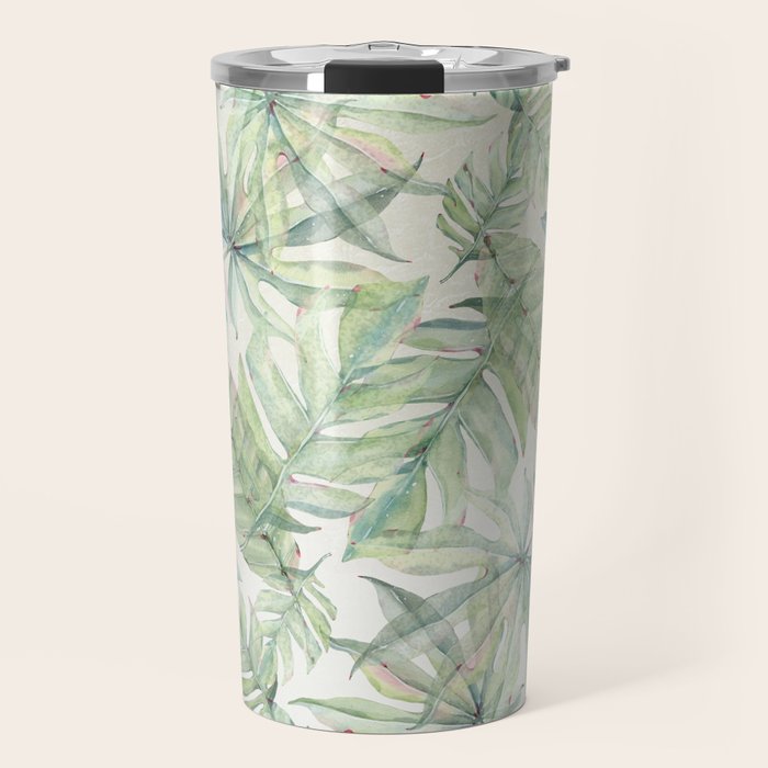 Green Tropical Leaves Travel Mug Gallery Image 1