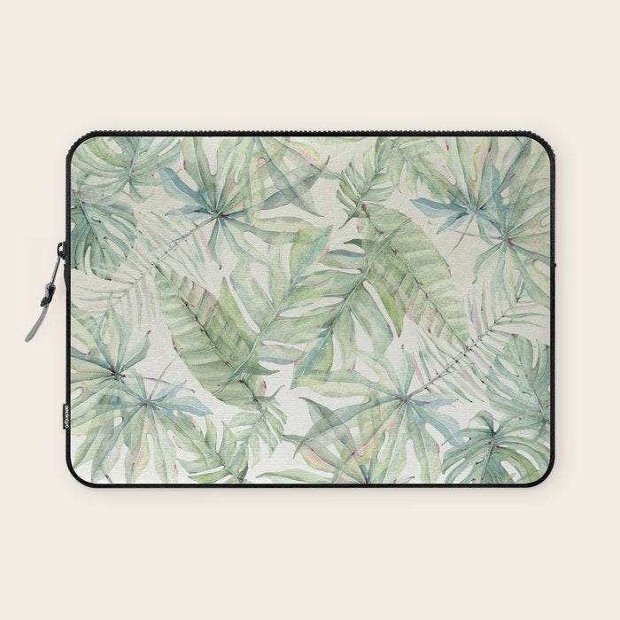 Green Tropical Leaves Laptop Sleeve Gallery Image 1