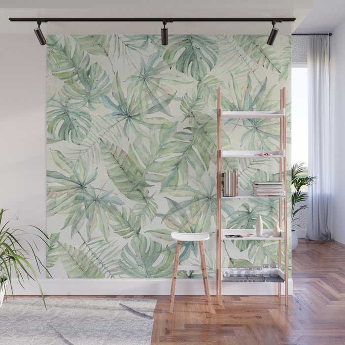 Green Tropical Leaves Wall Mural Gallery Image 1