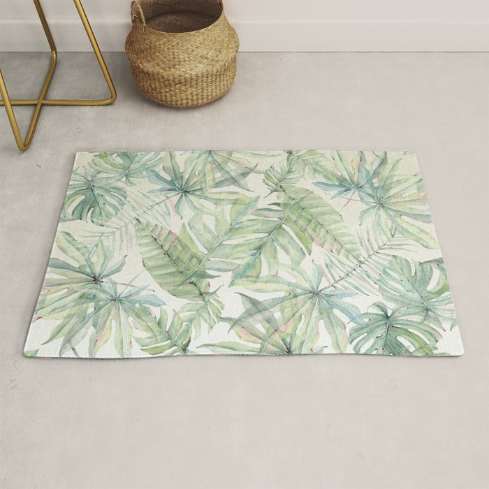 Green Tropical Leaves Rug Gallery Image 1