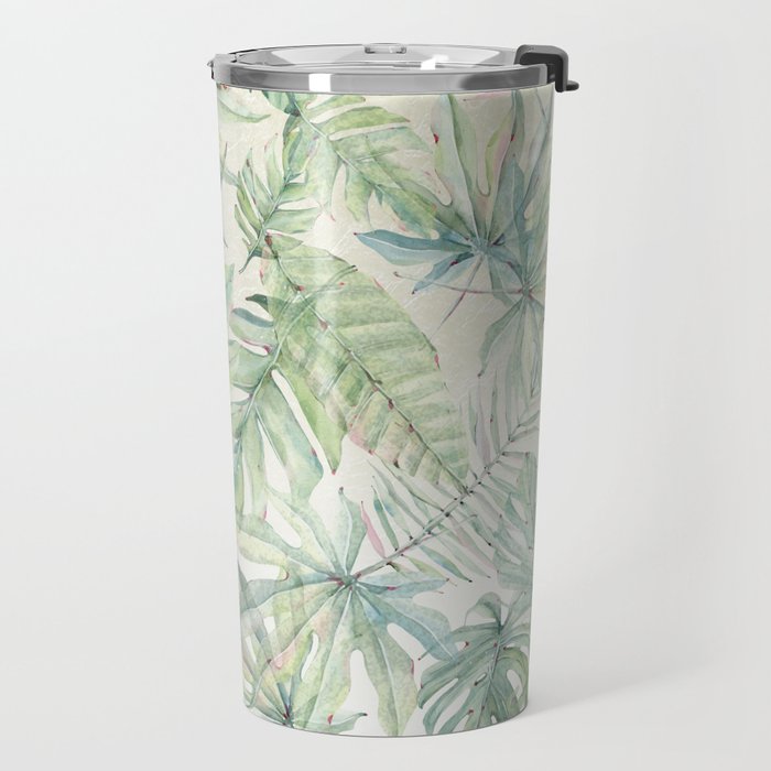 Green Tropical Leaves Travel Mug Gallery Image 2