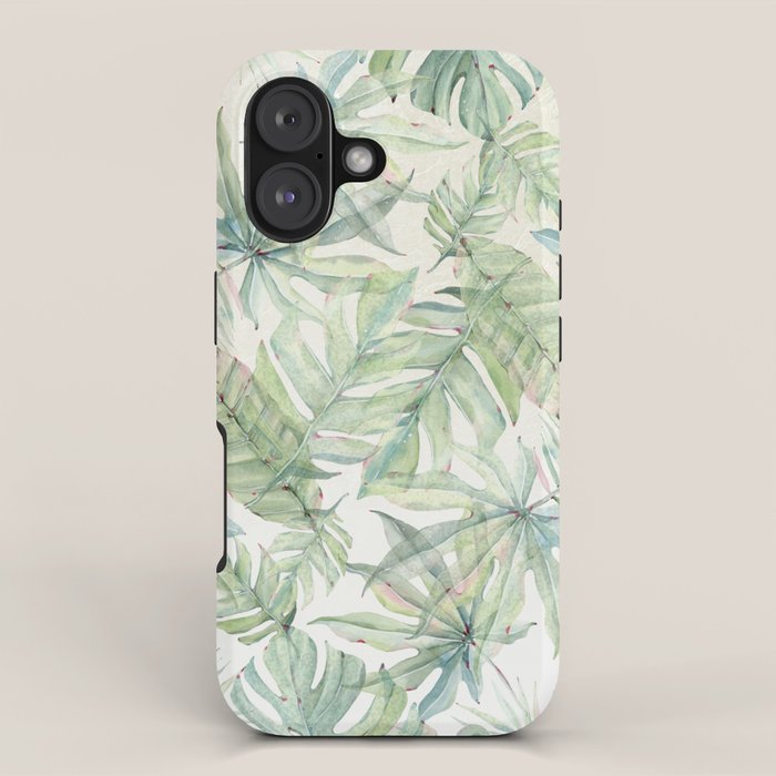 Green Tropical Leaves iPhone Case Gallery Image 1