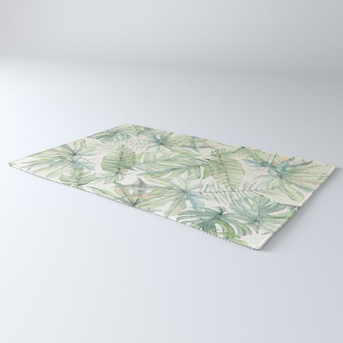 Green Tropical Leaves Rug Gallery Image 3