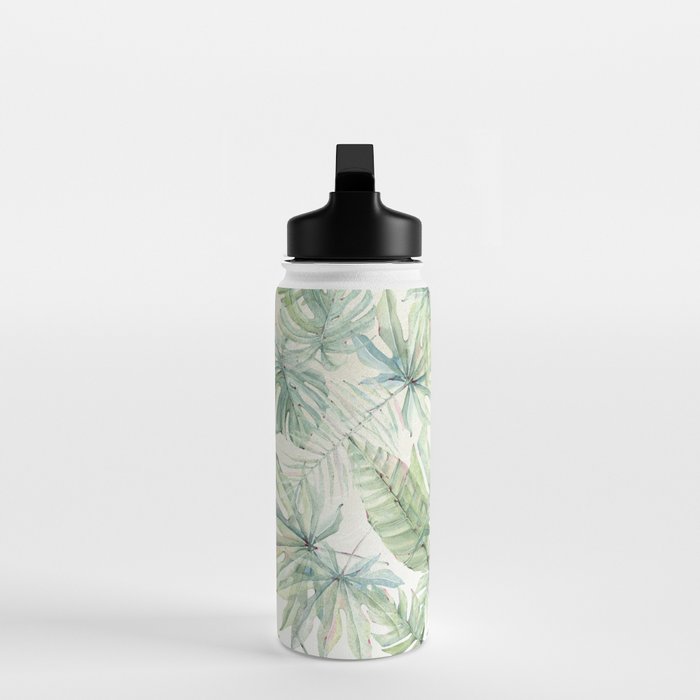 Green Tropical Leaves Water Bottle Gallery Image 3