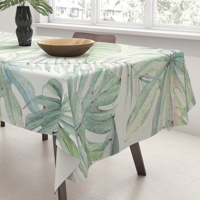 Green Tropical Leaves Tablecloth Gallery Image 3