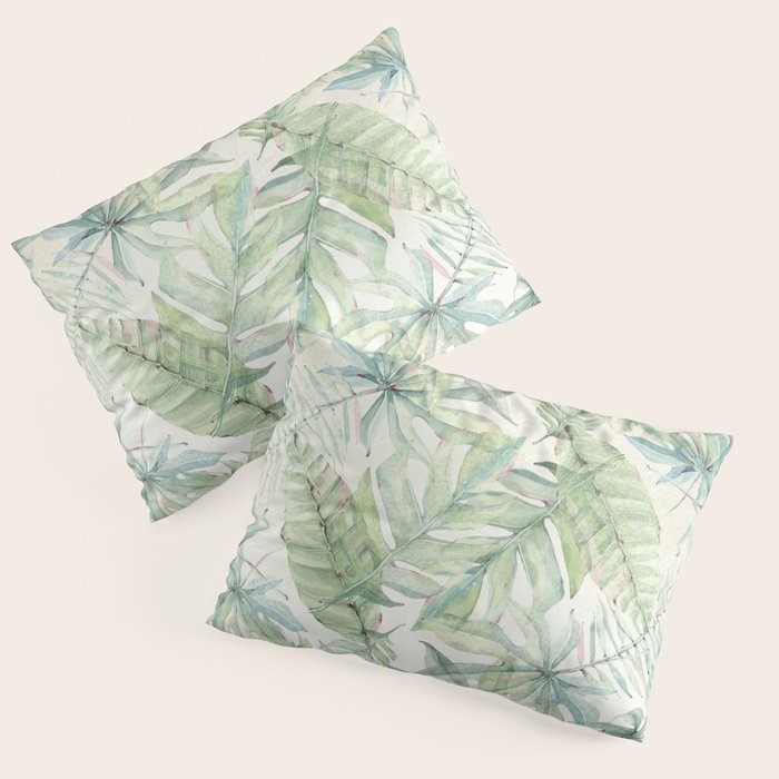 Green Tropical Leaves Pillow Sham Gallery Image 3