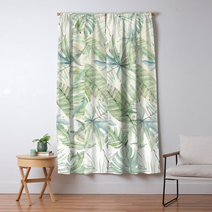 Green Tropical Leaves Window Curtain Gallery Image 1