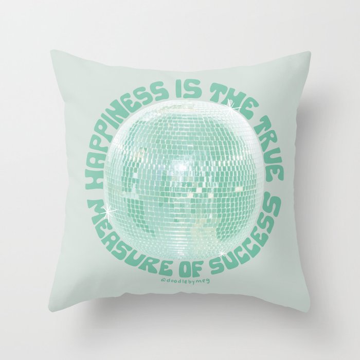 Happiness Is The True Measure of Success in Mint Throw Pillow Gallery Image 6