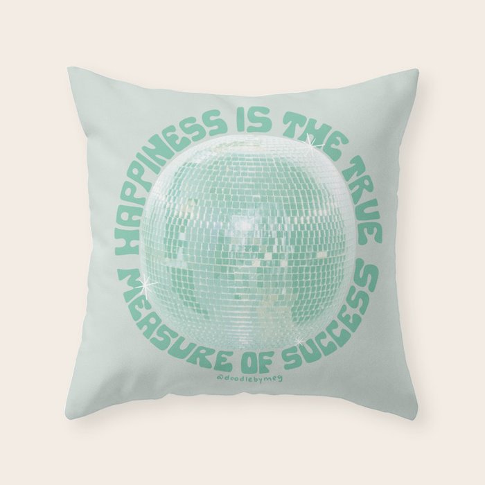 Happiness Is The True Measure of Success in Mint Throw Pillow Gallery Image 6