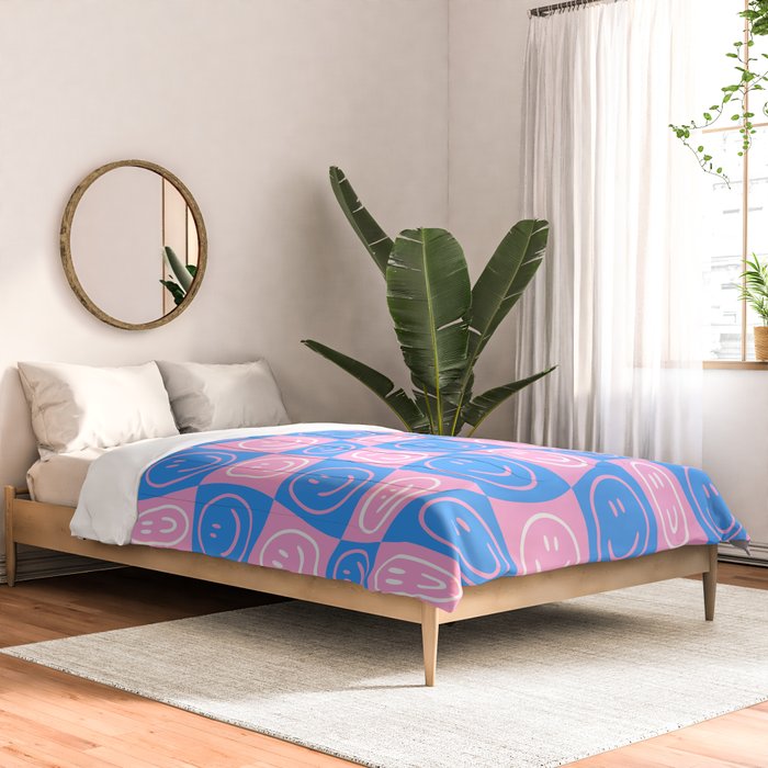 Retro happy face checkered pattern Comforter Gallery Image 2