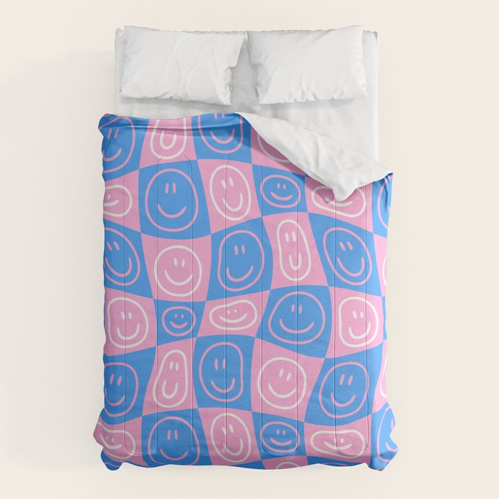 Retro happy face checkered pattern Comforter Gallery Image 6