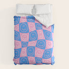 Retro happy face checkered pattern Comforter Gallery Image 6