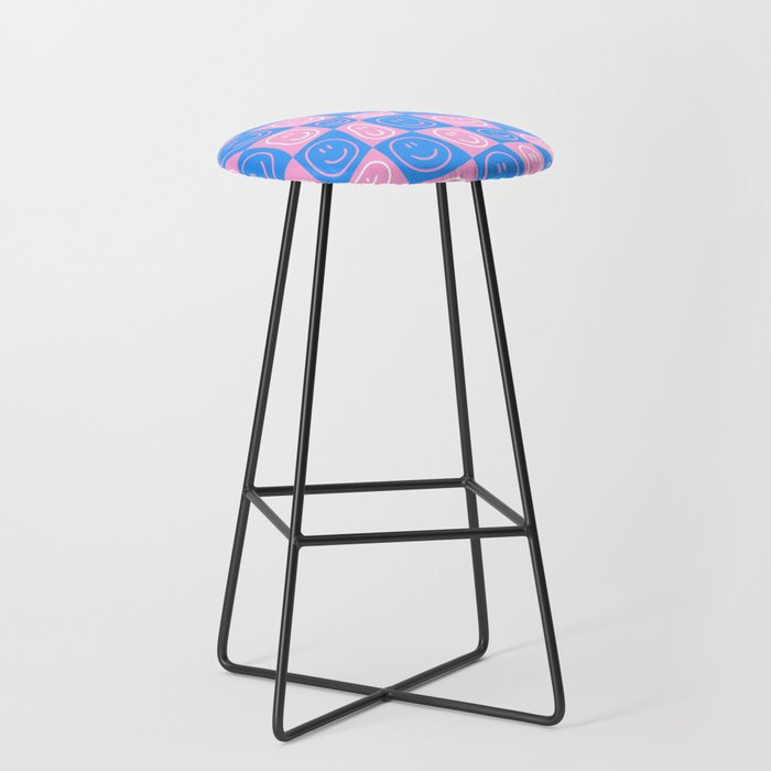 Retro happy face checkered pattern Stool Gallery Image 1
