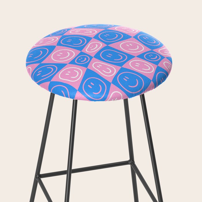 Retro happy face checkered pattern Stool Gallery Image 2