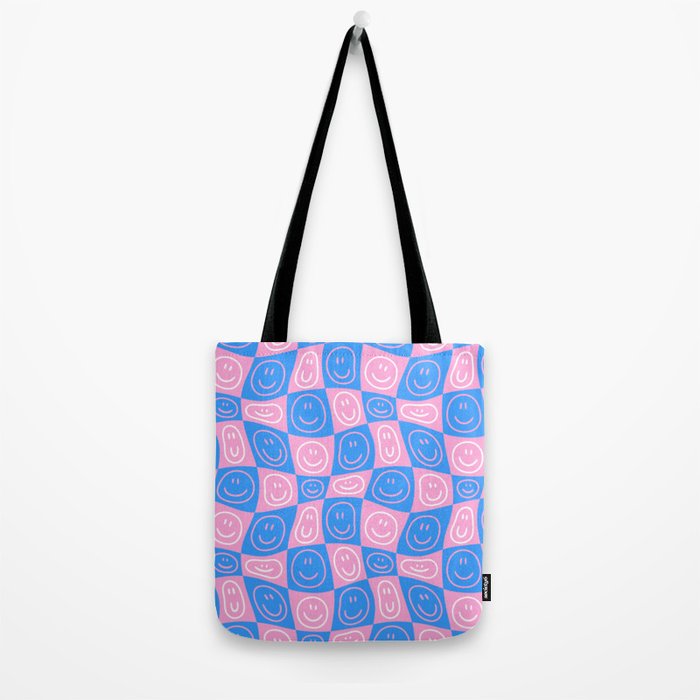 Retro happy face checkered pattern Tote Bag Gallery Image 2