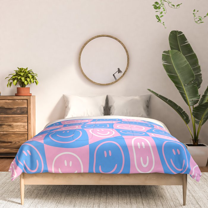 Retro happy face checkered pattern Comforter Gallery Image 3