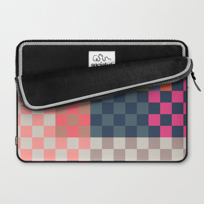 Checkerboard Checkered Checked Check Chessboard Pattern in Polychrome Multicolor Colors Laptop Sleeve Gallery Image 2