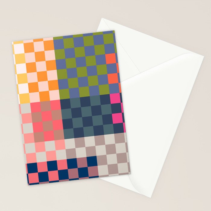 Checkerboard Checkered Checked Check Chessboard Pattern in Polychrome Multicolor Colors Stationery Card Gallery Image 2