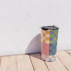Checkerboard Checkered Checked Check Chessboard Pattern in Polychrome Multicolor Colors Travel Mug Gallery Image 4