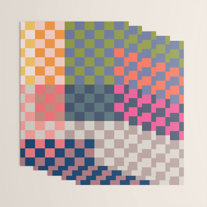 Checkerboard Checkered Checked Check Chessboard Pattern in Polychrome Multicolor Colors Wrapping Paper Gallery Image 3