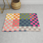 Checkerboard Checkered Checked Check Chessboard Pattern in Polychrome Multicolor Colors Rug Gallery Image 1