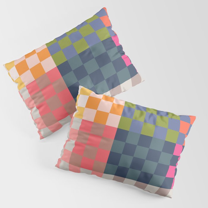 Checkerboard Checkered Checked Check Chessboard Pattern in Polychrome Multicolor Colors Pillow Sham Gallery Image 1