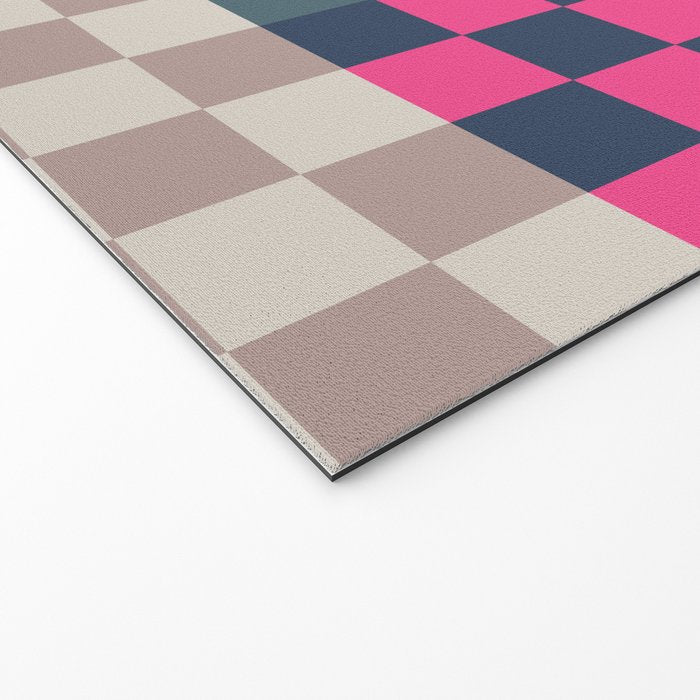 Checkerboard Checkered Checked Check Chessboard Pattern in Polychrome Multicolor Colors Welcome Mat Gallery Image 2