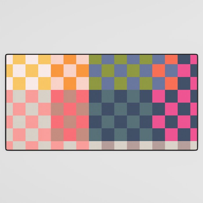 Checkerboard Checkered Checked Check Chessboard Pattern in Polychrome Multicolor Colors Desk Mat Gallery Image 3