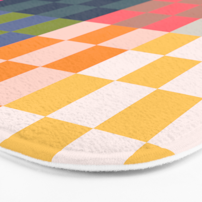 Checkerboard Checkered Checked Check Chessboard Pattern in Polychrome Multicolor Colors Bath Mat Gallery Image 3