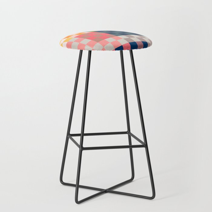 Checkerboard Checkered Checked Check Chessboard Pattern in Polychrome Multicolor Colors Stool Gallery Image 1