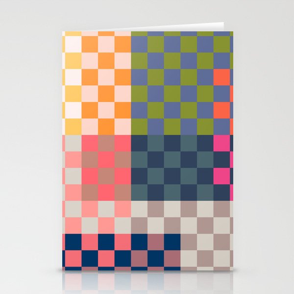 Checkerboard Checkered Checked Check Chessboard Pattern in Polychrome Multicolor Colors Stationery Card Gallery Image 2