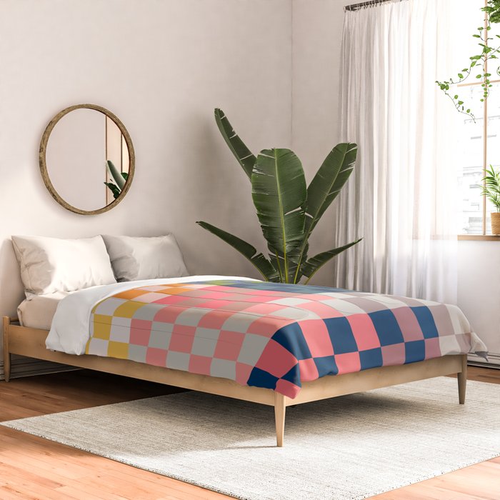 Checkerboard Checkered Checked Check Chessboard Pattern in Polychrome Multicolor Colors Comforter Gallery Image 2